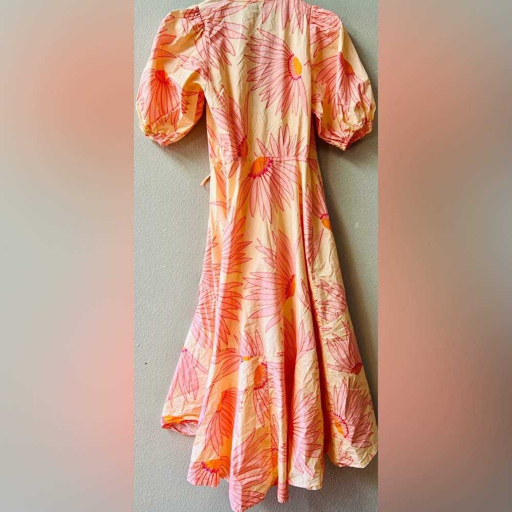 Kate Spade 100% Cotton Falling Flower Wrap Dress in Light Guava Juice Size 0 - Picture 6 of 8